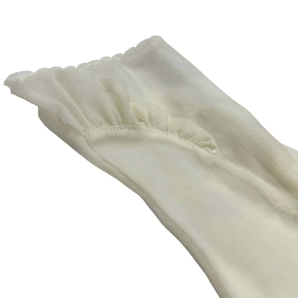 Coquette Sheer Ruffle Wrist Gloves S Cream Regencycore Vintage Glamour Tea Party